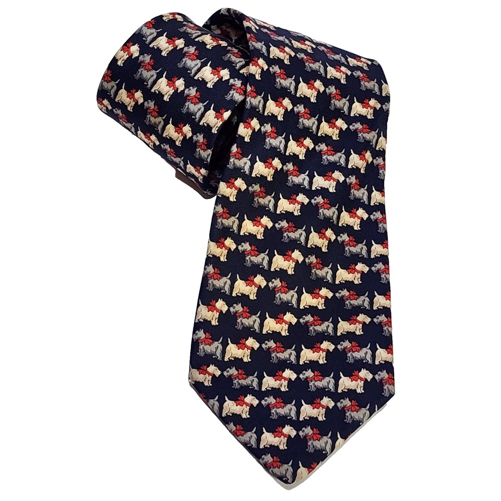 Scottie Dog BEAUFORT  100% Silk Scottish Terrier Dog Necktie Tie 3.5" w x 59" L